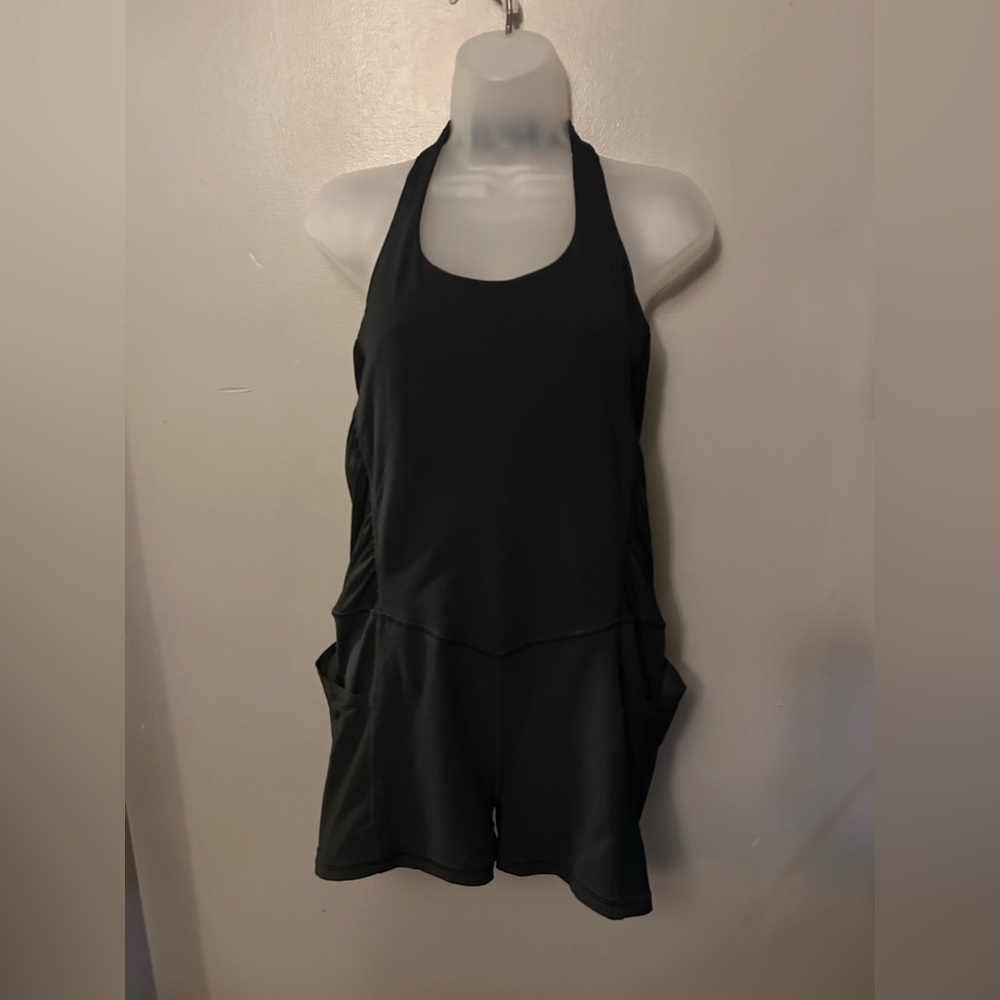 Athleta Romper - black “Mesh Me Up Bodysuit” halter neck activewear - Picture 4 of 12